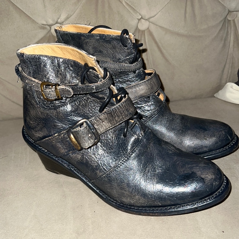 Bed Stu Handmade Leather Platform Wedge Booties